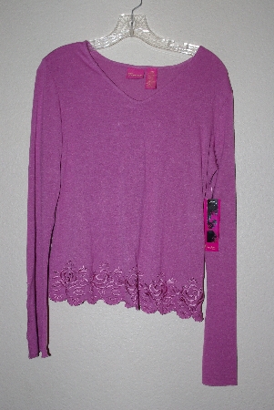+MBAMG #79-107  "Thalia Mauve Pullover Top With Embroidered Hem"