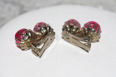 + MBAMG #79-054  "Vintage Pink Acrylic Bead Clip On Earrings"