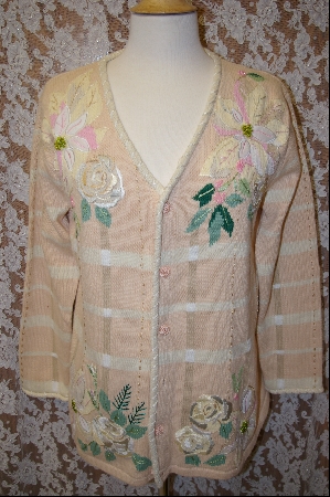 +MBA #7974   "StoryBook Knits Limited Edition Poinsettia & Rose Cream Colored Sweater
