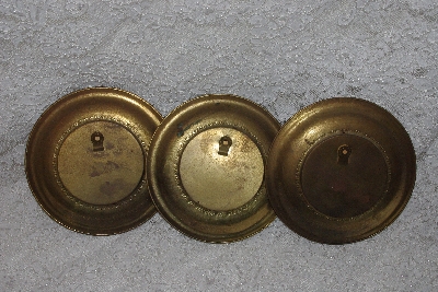 +MBAMG #11-0790  "Vintage Set Of 3 Brass Picture Plates"