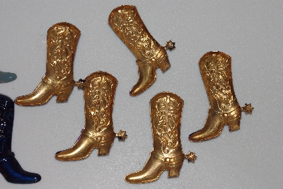 +MBAMG #11-1076  "Set Of 24 Goldtone Enameled Metal Concho Cowboy Boots"