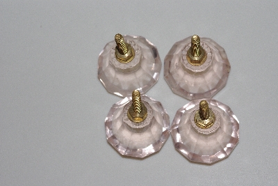 +MBAMG #12-005  "Set Of 4 Faceted Pink Glass Drawer Knobs"