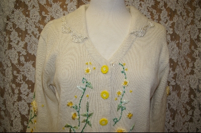 +MBA #7960   "StoryBook Knits Limited Edition Light Yellow Floral Sweater