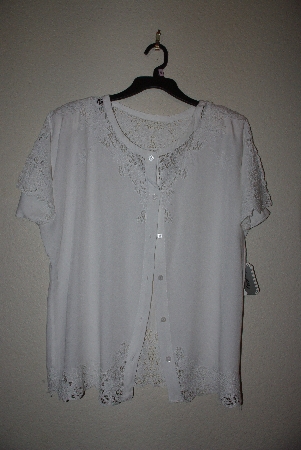 +MBAMG #11-1200  "Jane Ashley White Rayon Fancy Embroidered Top"