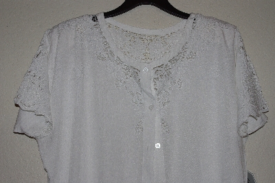 +MBAMG #11-1200  "Jane Ashley White Rayon Fancy Embroidered Top"