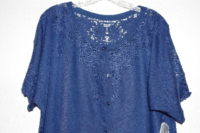 +MBAMG #11-1211  "Jane Ashley Blue Rayon Fancy Embroidered Top"