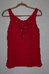 +MBAMG #12-024  "Surya One Of A Kind Red Rayon Hand Beaded Tank"