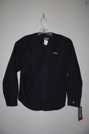 +MBAMG #11-1113  "RoughRider Black Fancy Western Fringe Shirt"