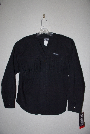 +MBAMG #11-1113  "RoughRider Black Fancy Western Fringe Shirt"