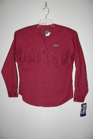 +MBAMG #11-1097  "RoughRider Maroon Fringed Western Shirt"