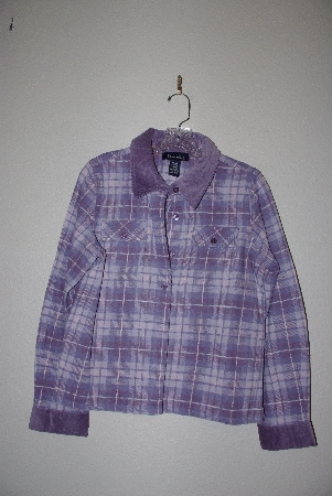 +MBAMG #76-059  "Denim & Co Purple Plaid Flannel Shirt With Corduroy Trim"
