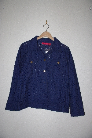 +MBAMG #76-104  "Carina Blue Eyelet Button Front Jacket"