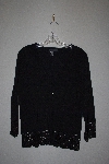 +MBAMG #76-046  "Pointelle Black Knit Crochet Bottom Cardigan"