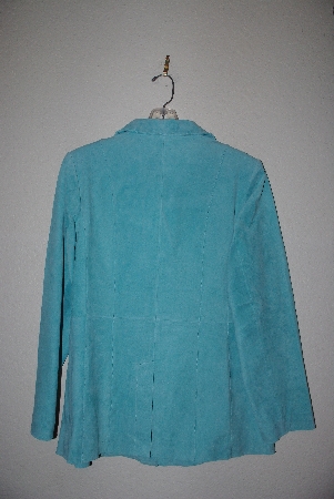 +MBAMG #76-033  "Dialogue Aqua Blue 2 Way Stretch Washable Suede Jacket"