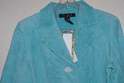 +MBAMG #76-033  "Dialogue Aqua Blue 2 Way Stretch Washable Suede Jacket"