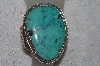 +MBATQ #2-179  "Large Beautiful Artist  "L" Signed Green Turquoise Cuff Bracelet"