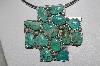 +MBATQ #3-002  "Fancy Artist "DEU David Umpleby"  Signed Green Turquoise Cross Pendant"
