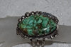 +MBATQ #3-198  "Fancy Artist "R"  Signed Green Turquoise Cuff Bracelet"