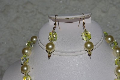 +MBAHB #27-032  "One Of A Kind Yellow Bead Necklace & Earring Set"