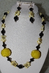 +MBAHB #27-069  "One Of A Kind Black & Yellow Bead Necklace & Earring Set"