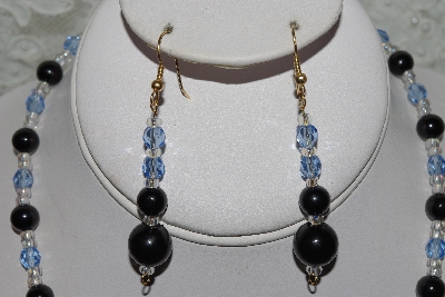 +MBAHB #27-141  "One Of A Kind Lapis & Glass Bead Necklace & Earring Set"