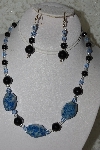 +MBAHB #27-141  "One Of A Kind Lapis & Glass Bead Necklace & Earring Set"