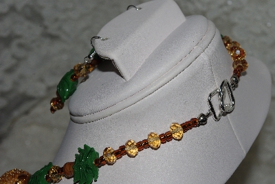 +MBAHB #27-146  "One Of A Kind Gold Bead Palm Tree Necklace & Earring Set"