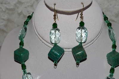 +MBAHB #27-151  "One Of A Kind Green Bead,Crystal & Gemstone Necklace & Earring Set"