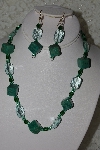 +MBAHB #27-151  "One Of A Kind Green Bead,Crystal & Gemstone Necklace & Earring Set"