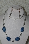 +MBAHB #27-156  "One Of A Kind Crystal,Glass Pearl & Lapis Gemstone Necklace & Earring Set"