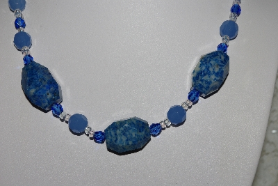 +MBAHB #27-172  "One Of A Kind Blue Bead Lapis Necklace & Earring Set"