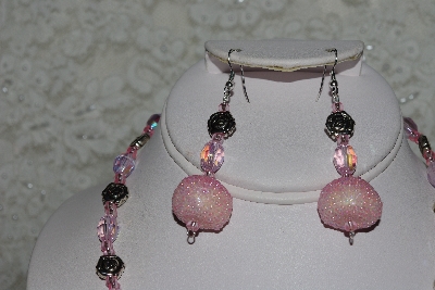 +MBAHB #27-182  "One Of A Kind Pink Bead,Crystal & Gemstne Necklace & Earrings Set"