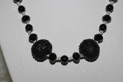 +MBAHB #27-192  "One Of A Kind Black Crystal & Onyx Gemstone Bead Necklace & Earring Set"
