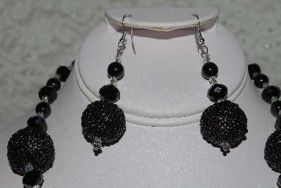 +MBAHB #27-192  "One Of A Kind Black Crystal & Onyx Gemstone Bead Necklace & Earring Set"