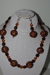 +MBAHB #003-038  "One Of A Kind Brown Bead & Crystal Necklace & Earring Set"