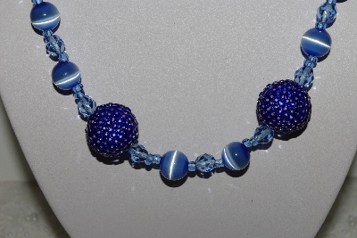 +MBAHB #003-058  "One Of A Kind Blue Glass Bead Necklace & Earring Set"