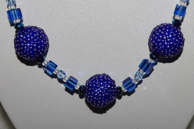+MBAHB #003-062  "One Of A Kind Blue Glass bead Necklace & Earring Set"