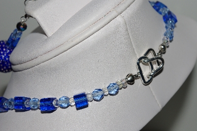 +MBAHB #003-062  "One Of A Kind Blue Glass bead Necklace & Earring Set"