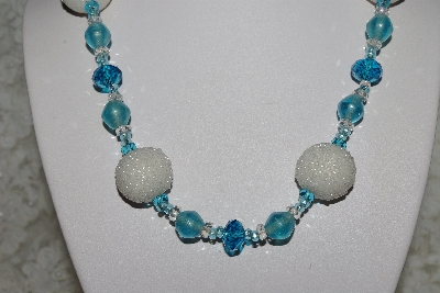 +MBAHB #003-136  "One Of A Kind Blue Crystal & Glass Bead Necklace & Earring Set"