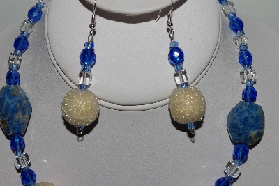 +MBAHB #003-156  "One Of A Kind Blue, Crystal Quartz & Lapis Necklace & Earring Set"