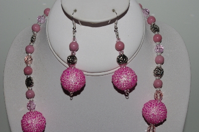+MBAHB #003-182  "One Of A Kind Pink Bead & Gemstone Necklace & Earring Set"