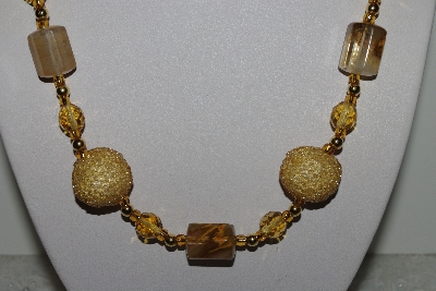 +MBAHB #003-251  "One Of A Kind Gold Bead & Cherry Agate Necklace & Earring Set"