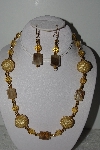 +MBAHB #003-251  "One Of A Kind Gold Bead & Cherry Agate Necklace & Earring Set"