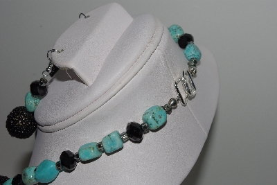 +MBAHB #003-312  "One Of A Kind Black Crystal & Turquoise Necklace & Earring Set"