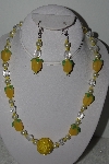 +MBAHB #003-323  "One Of A Kind Crystal Quartz, Yellow Bead Pepper Necklace & Earring Set"