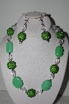 +MBAHB #003-275  "One Of A Kind Green Bead & Gemstone Necklace & Earring Set"