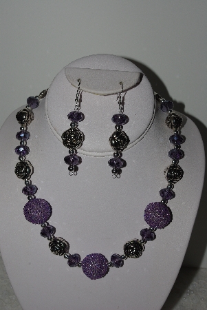 +MBAHB #003-232  "One Of A Kind Purple Bead Necklace & Earring Set"