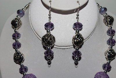 +MBAHB #003-232  "One Of A Kind Purple Bead Necklace & Earring Set"