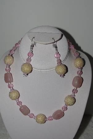 +MBAHB #003-227  "One Of A Kind Pink Bead & Gemstone Necklace & Earring Set"