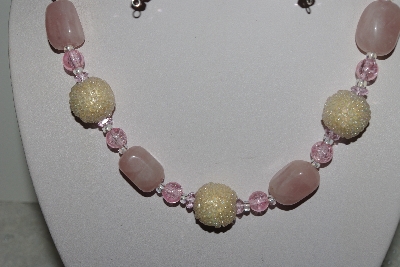 +MBAHB #003-227  "One Of A Kind Pink Bead & Gemstone Necklace & Earring Set"